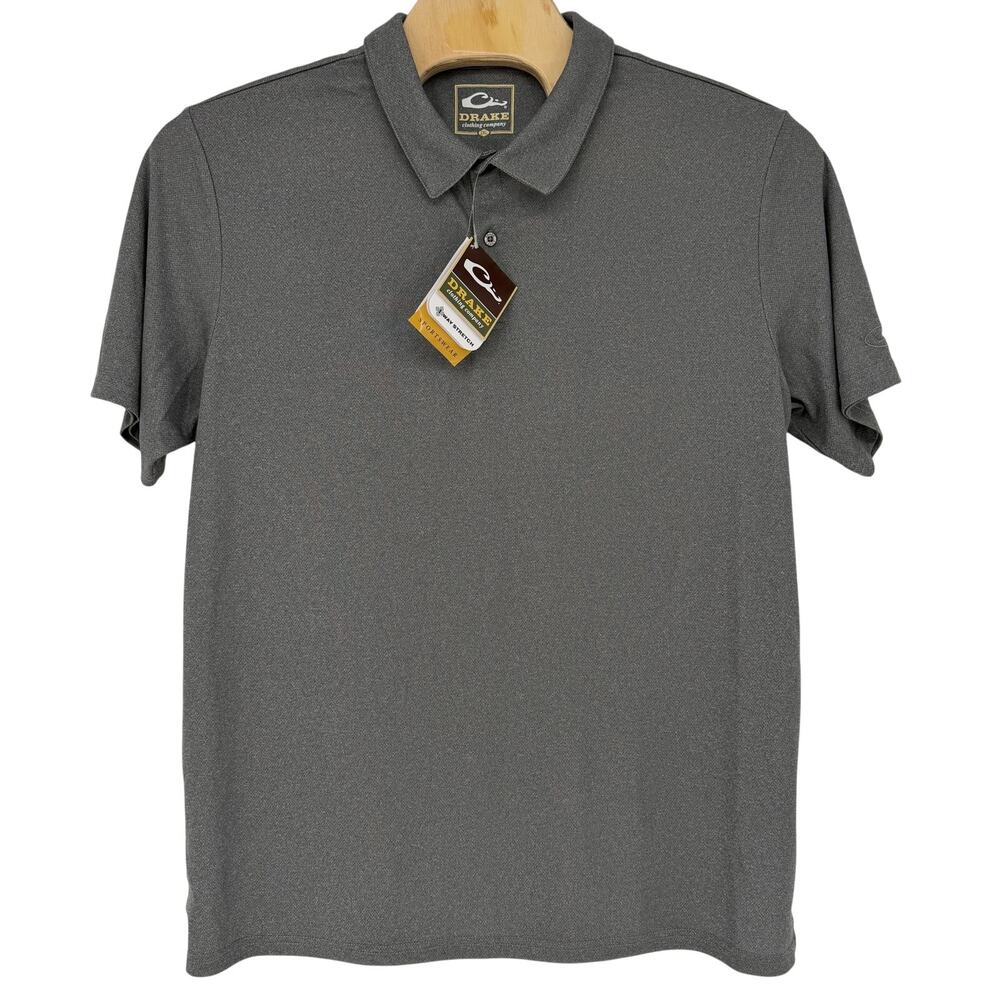 Drake Waterfowl Men's Performance Heather Polo T-Shirt-Castlerock Grey-Size: 2XL